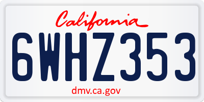 CA license plate 6WHZ353