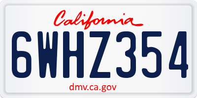CA license plate 6WHZ354