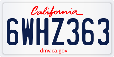 CA license plate 6WHZ363