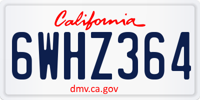 CA license plate 6WHZ364