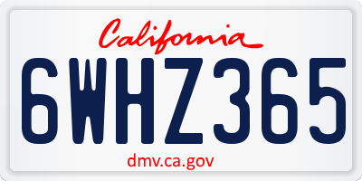 CA license plate 6WHZ365