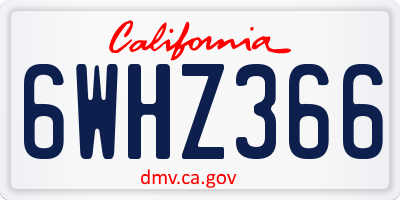 CA license plate 6WHZ366