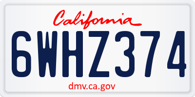 CA license plate 6WHZ374
