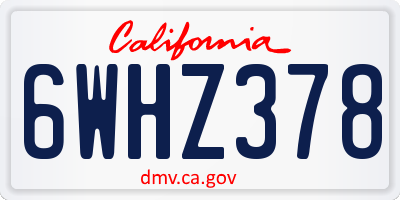 CA license plate 6WHZ378
