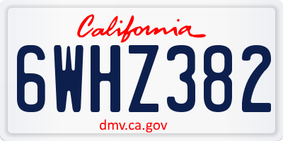 CA license plate 6WHZ382