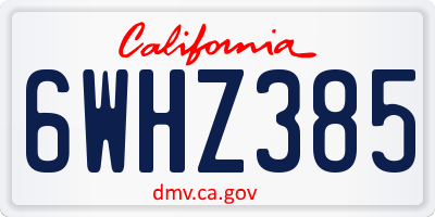 CA license plate 6WHZ385