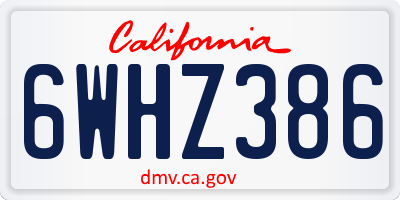 CA license plate 6WHZ386