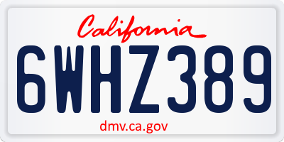 CA license plate 6WHZ389