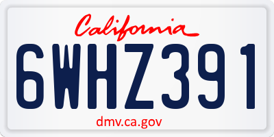 CA license plate 6WHZ391