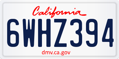 CA license plate 6WHZ394