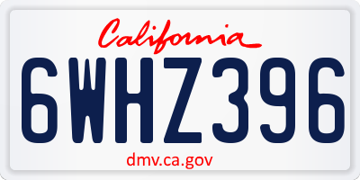 CA license plate 6WHZ396
