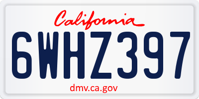 CA license plate 6WHZ397