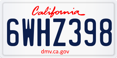 CA license plate 6WHZ398