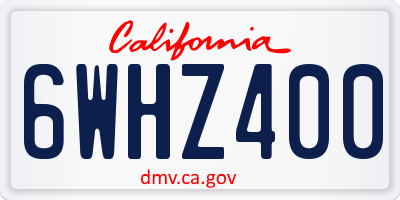 CA license plate 6WHZ400