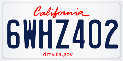 CA license plate 6WHZ402