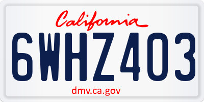 CA license plate 6WHZ403