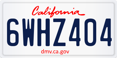 CA license plate 6WHZ404