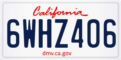 CA license plate 6WHZ406
