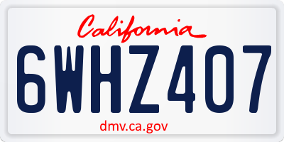 CA license plate 6WHZ407