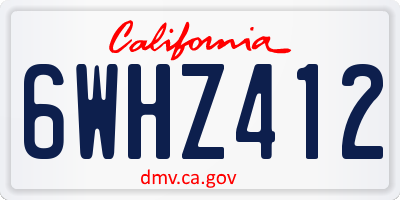 CA license plate 6WHZ412