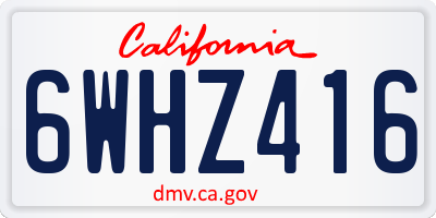 CA license plate 6WHZ416
