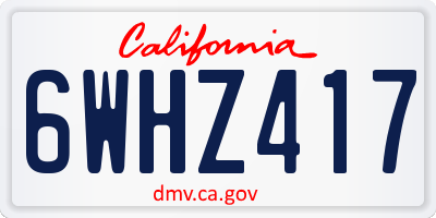 CA license plate 6WHZ417