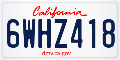 CA license plate 6WHZ418