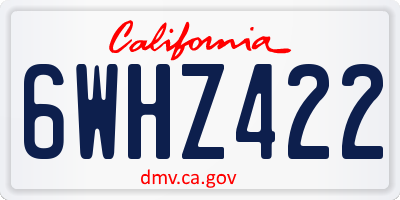 CA license plate 6WHZ422