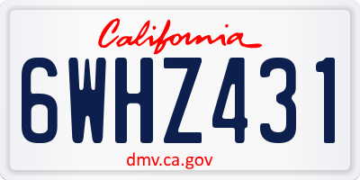 CA license plate 6WHZ431