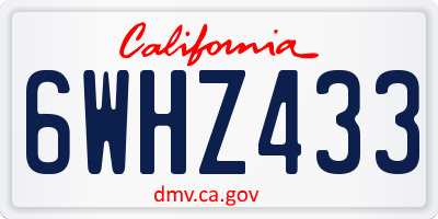 CA license plate 6WHZ433