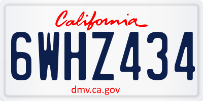CA license plate 6WHZ434