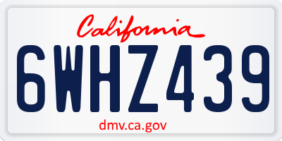 CA license plate 6WHZ439