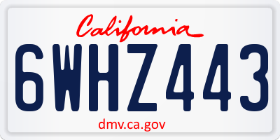 CA license plate 6WHZ443