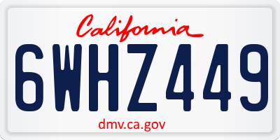 CA license plate 6WHZ449