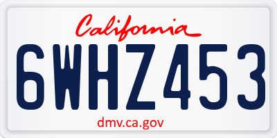 CA license plate 6WHZ453