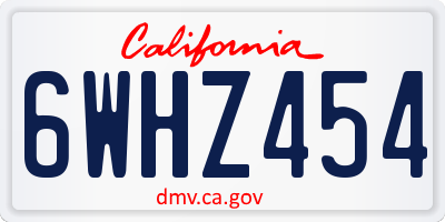 CA license plate 6WHZ454