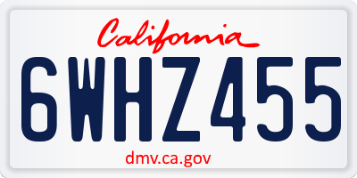 CA license plate 6WHZ455