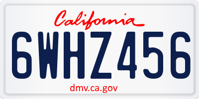 CA license plate 6WHZ456
