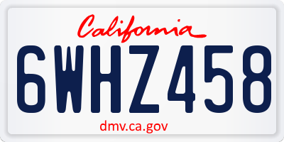 CA license plate 6WHZ458