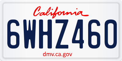 CA license plate 6WHZ460
