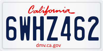 CA license plate 6WHZ462