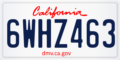 CA license plate 6WHZ463