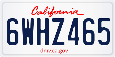 CA license plate 6WHZ465