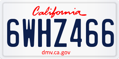 CA license plate 6WHZ466
