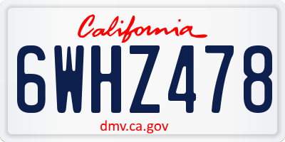 CA license plate 6WHZ478