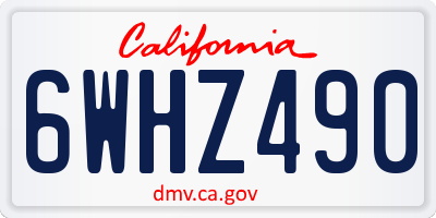 CA license plate 6WHZ490