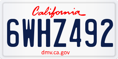 CA license plate 6WHZ492