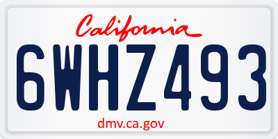 CA license plate 6WHZ493