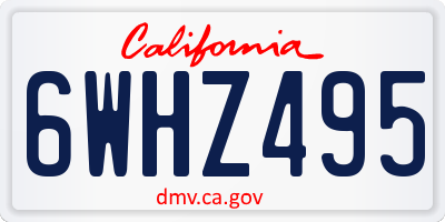 CA license plate 6WHZ495