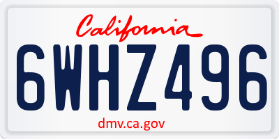 CA license plate 6WHZ496